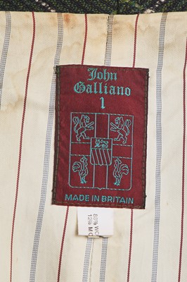 Lot 368 - A rare John Galliano Linton Tweed spencer-style jacket, 'The Ludic Game' collection, Autumn-Winter, 1985-86
