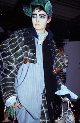 Lot 368 - A rare John Galliano Linton Tweed spencer-style jacket, 'The Ludic Game' collection, Autumn-Winter, 1985-86