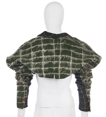 Lot 368 - A rare John Galliano Linton Tweed spencer-style jacket, 'The Ludic Game' collection, Autumn-Winter, 1985-86