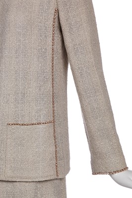 Lot 179 - A Chanel buff-coloured bouclé cotton suit, Spring-Summer 1999