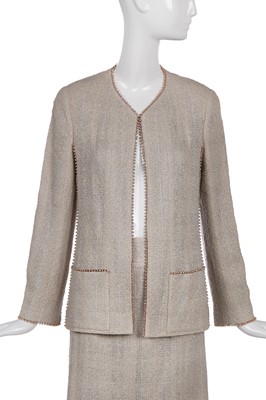 Lot 179 - A Chanel buff-coloured bouclé cotton suit, Spring-Summer 1999