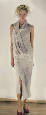 Lot 82 - A Vivienne Westwood ivory chiffon 'wine stain' peplos dress, 'Summertime' collection, spring-summer 2000