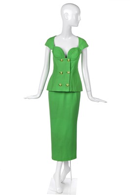 Lot 420 - A Gianni Versace lime-green crêpe two-piece ensemble, 'Homage to South Beach', Spring-Summer 1993