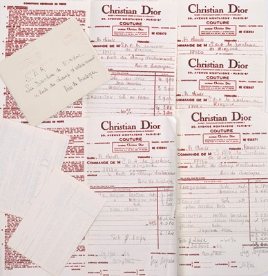 Lot 202 - Christian Dior for the Duchess of Windsor haute couture fashion sketches, invoices and correspondence, 1965 and 1969