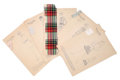 Lot 202 - Christian Dior for the Duchess of Windsor haute couture fashion sketches, invoices and correspondence, 1965 and 1969