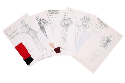 Lot 70 - Yves Saint Laurent for the Duchess of Windsor couture fashion sketches, 1969 to circa 1975