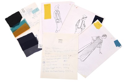 Lot 203 - Madame Grès for the Duchess of Windsor, couture fashion sketches and correspondence, 1974-75
