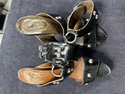 Lot 2 - A pair of rare Westwood/McLaren black patent 'SEX' Bondage shoes, circa 1975