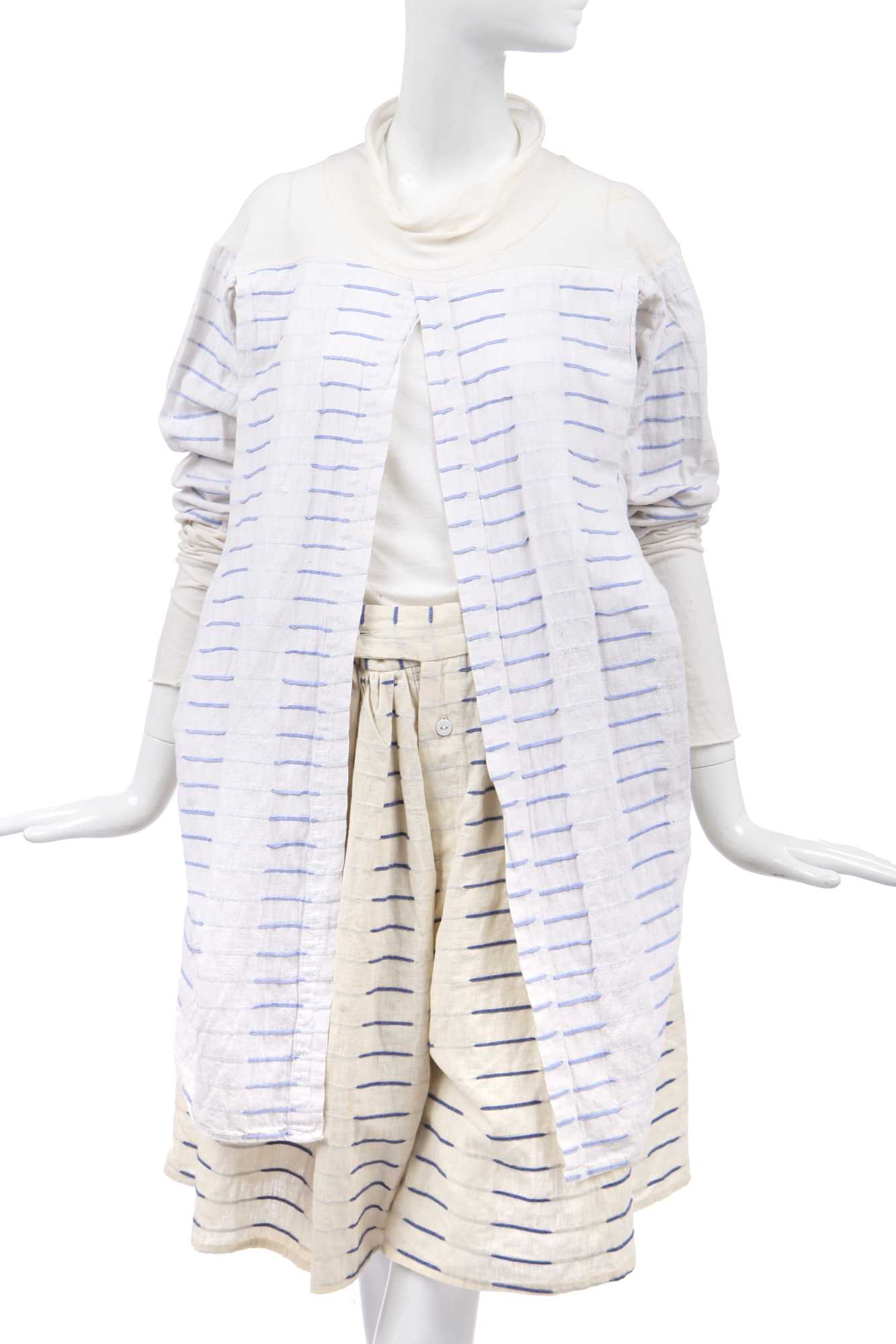 Lot 9 - A Westwood/McLaren striped cotton dress and culottes, 'Savage' collection, Spring-Summer 1982