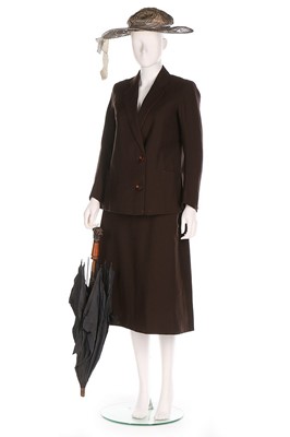 Lot 259 - A brown wool ensemble, early 1920s, the jacket...