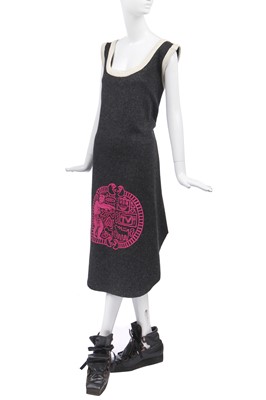 Lot 19 - A rare Westwood/McLaren grey wool 'Koo' tunic and trainers, 'Witches' collection, Autumn-Winter, 1983-4