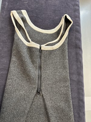 Lot 19 - A rare Westwood/McLaren grey wool 'Koo' tunic and trainers, 'Witches' collection, Autumn-Winter, 1983-4