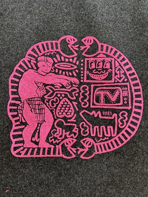 Lot 19 - A rare Westwood/McLaren grey wool 'Koo' tunic and trainers, 'Witches' collection, Autumn-Winter, 1983-4