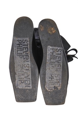 Lot 19 - A rare Westwood/McLaren grey wool 'Koo' tunic and trainers, 'Witches' collection, Autumn-Winter, 1983-4