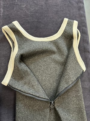 Lot 19 - A rare Westwood/McLaren grey wool 'Koo' tunic and trainers, 'Witches' collection, Autumn-Winter, 1983-4