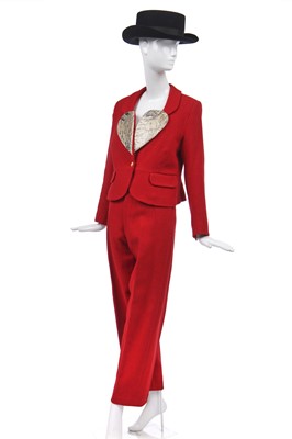 Lot 27 - A Vivienne Westwood red wool trouser suit, 'Harris Tweed' collection, Autumn-Winter, 1987-88