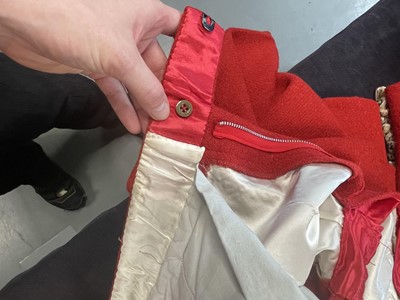 Lot 27 - A Vivienne Westwood red wool trouser suit, 'Harris Tweed' collection, Autumn-Winter, 1987-88