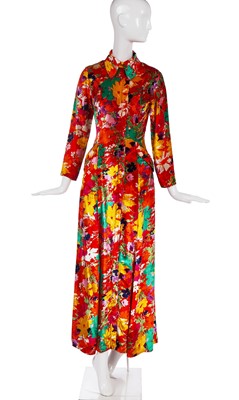 Lot 283 - An Ossie Clark/Celia Birtwell floral printed velvet dress, 1969