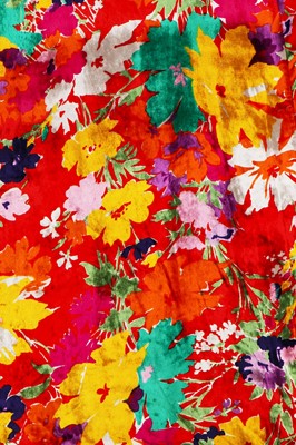 Lot 283 - An Ossie Clark/Celia Birtwell floral printed velvet dress, 1969
