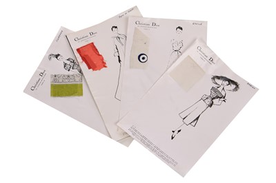 Lot 253 - Christian Dior couture fashion sketches, 'Trompe l'Oeil line, Spring-Summer 1949