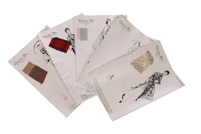 Lot 252 - Christian Dior couture fashion sketches, 'Trompe l'Oeil line, Spring-Summer 1949