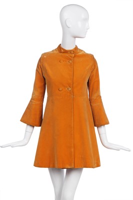 Lot 284 - A rare Beatle's Apple boutique girl's mustard velvet double-breasted coat designed by 'The Fool', 1967-68