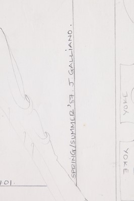 Lot 371 - A John Galliano fashion sketch for a blouse, Spring-Summer, 1987