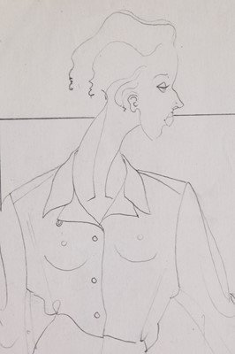 Lot 371 - A John Galliano fashion sketch for a blouse, Spring-Summer, 1987