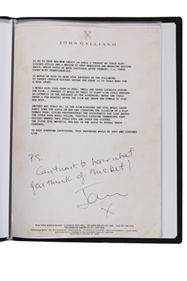 Lot 437 - Promotional Screenplay script for John Galliano's  'Princess Lucretia', Spring-Summer, 1994