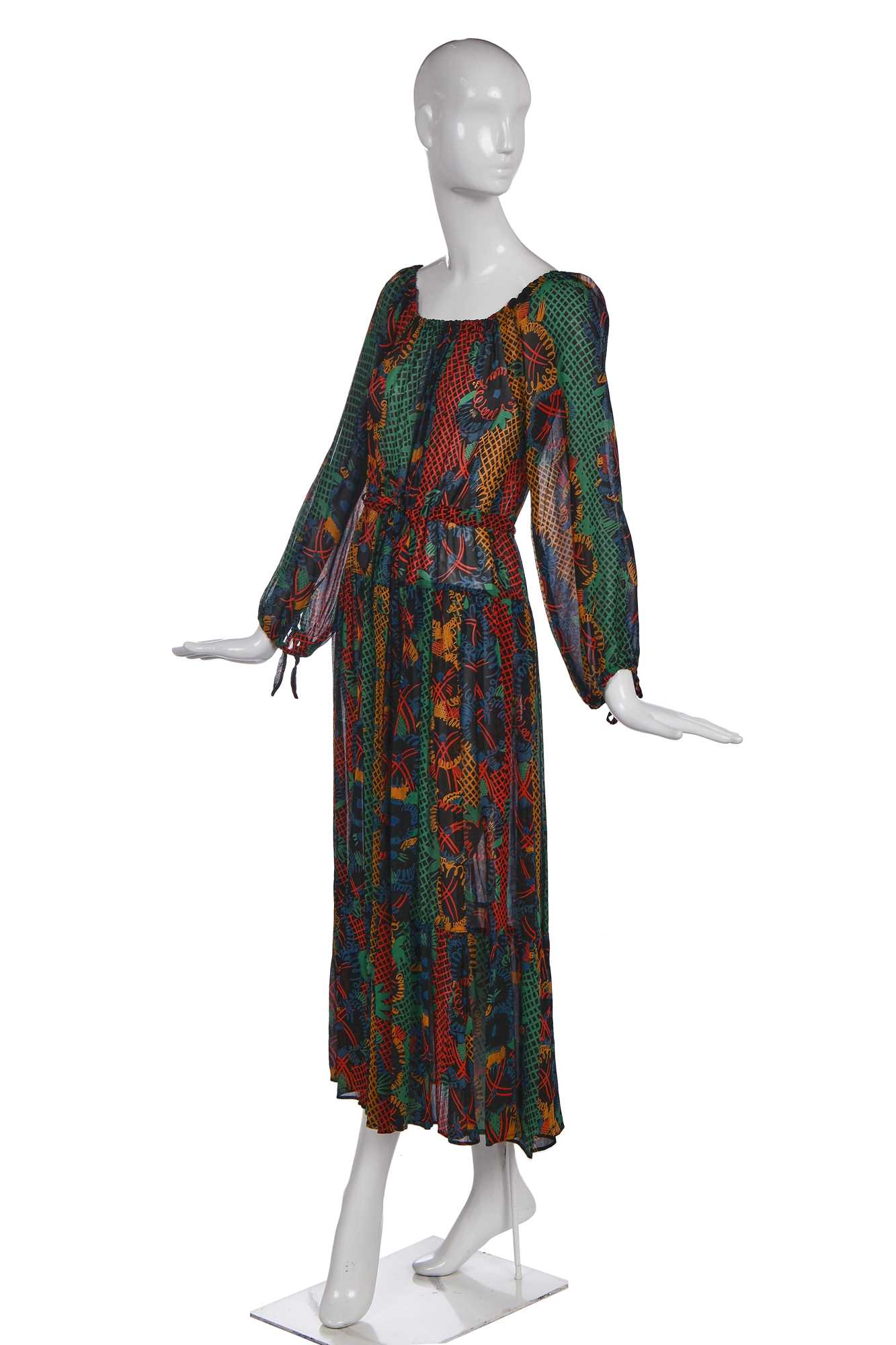 Lot 328 - An Ossie Clark/Celia Birtwell for Radley printed chiffon dress, 1970s