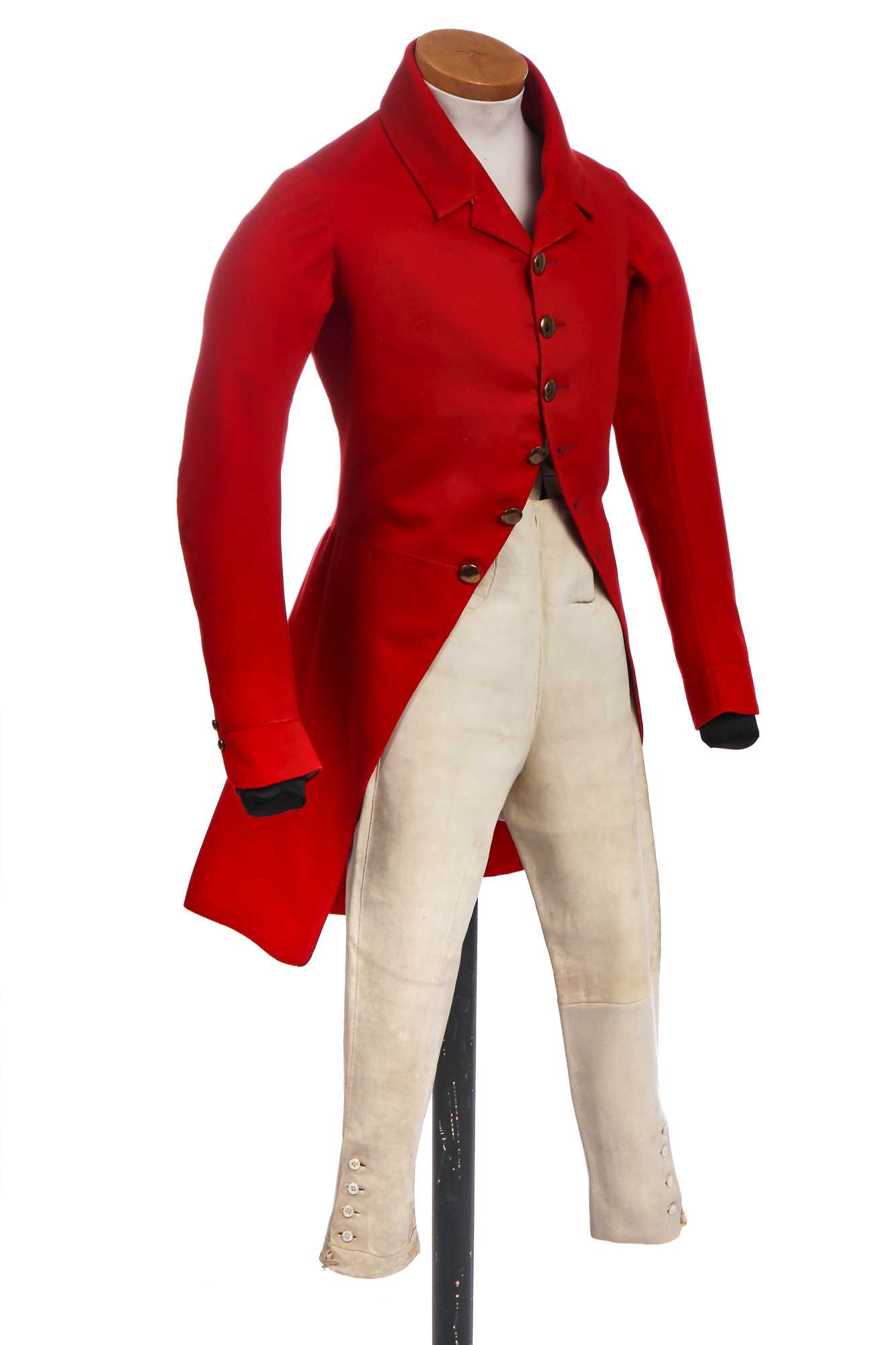 Lot 211 - A gentleman's scarlet hunt coat, 1840s-50s,