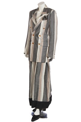 Lot 120 - A Vivienne Westwood striped linen double-breasted suit, Café Society' collection, Spring-Summer 1994