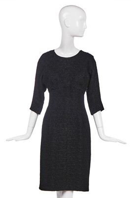 Lot 272 - A Balenciaga couture black cloqué silk dinner dress, Autumn-Winter 1962