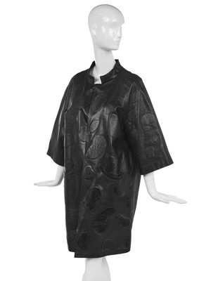 Lot 271 - A Balenciaga couture black leather coat, Spring-Summer, 1962