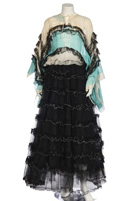 Lot 323 - A Zandra Rhodes printed chiffon and tulle gown, early 1970s