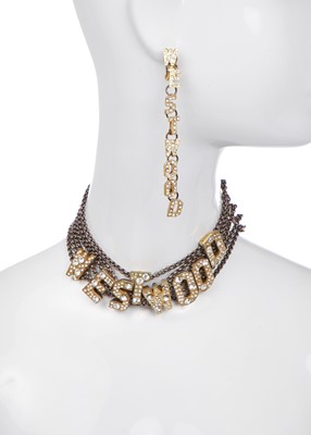 Lot 452 - A Vivienne Westwood choker and long clip-on earrings, 'Always on Camera' collection, autumn-winter 1992-93