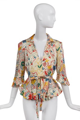 Lot 313 - A Radley/Celia Birtwell printed rayon-satin blouse, 1970s