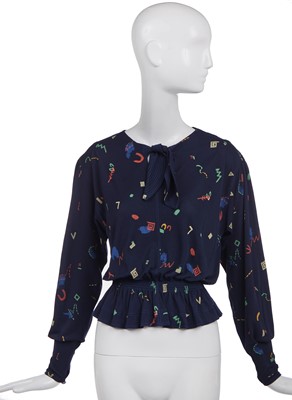 Lot 313 - A Radley/Celia Birtwell printed rayon-satin blouse, 1970s