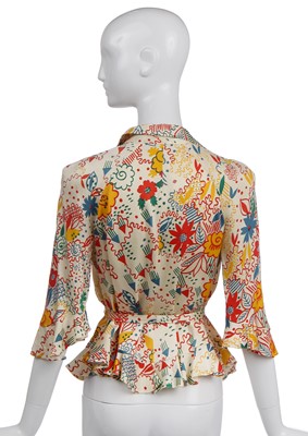 Lot 313 - A Radley/Celia Birtwell printed rayon-satin blouse, 1970s