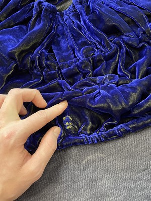 Lot 29 - A Vivienne Westwood shot-velvet micro Mini-Crini ensemble worn by Lila Moss, 'Harris Tweed' collection, Autumn-Winter, 1987-88