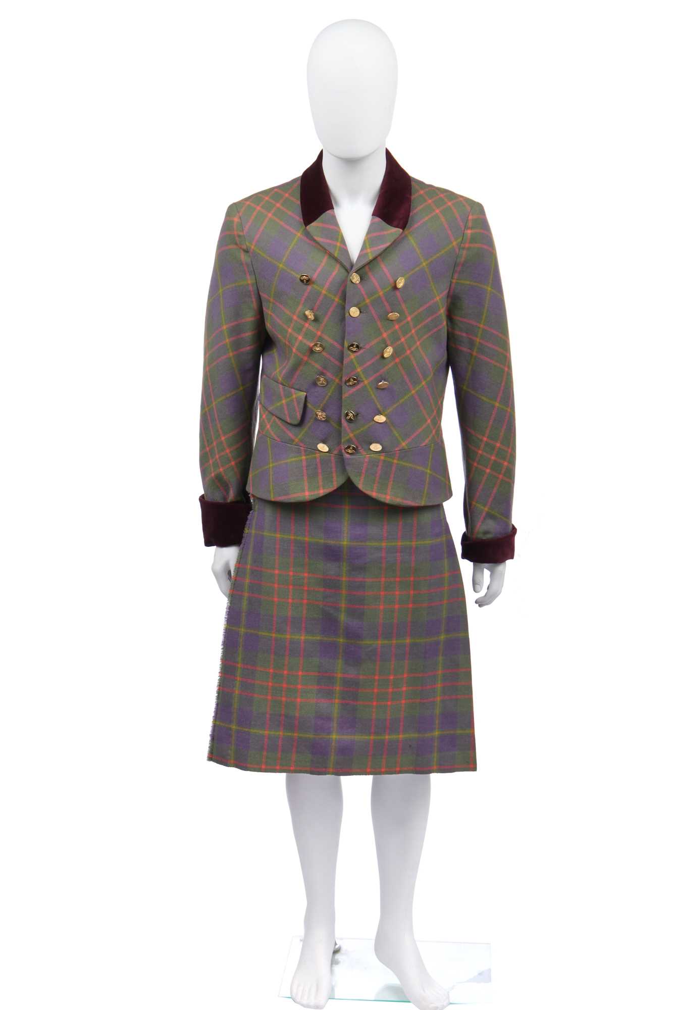 Click for high resolution Lot 36 - A Vivienne Westwood men's tartan kilt ensemble, 'Time Machine', Autumn-Winter, 1988-89