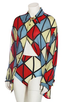 Lot 181 - A Vivienne Westwood harlequin printed shirt and knickers, 'Voyage to Cythera' Autumn-Winter 1989-90