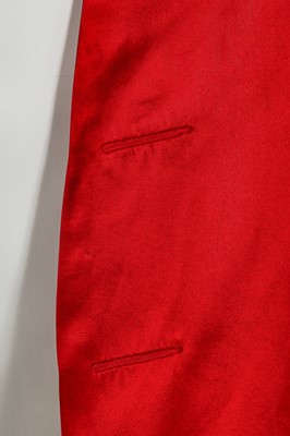 Lot 158 - A Vivienne Westwood men's scarlet satin trouser suit, 'Cut, Slash & Pull', Spring-Summer 1991