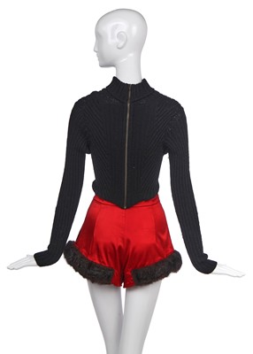 Lot 47 - A Vivienne Westwood corseted sweater and satin shorts, 'Dressing Up' collection, Autumn-Winter, 1991-92