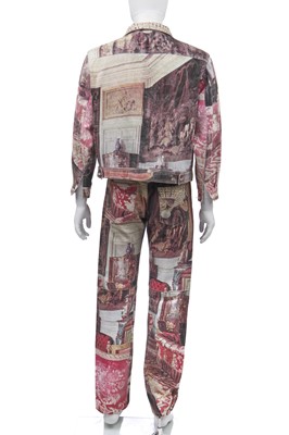 Lot 51 - A Vivienne Westwood printed men's denim trouser ensemble, 'Salon' collection, Spring-Summer, 1992