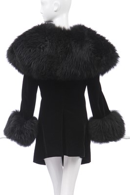 Lot 56 - A black velvet and faux fox fur 'Marlene' coat, 'Always on Camera' Autumn-Winter, 1992-93