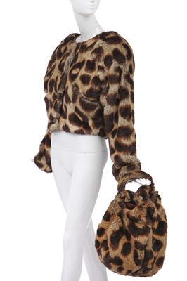 Lot 54 - A Vivienne Westwood faux leopard fur jacket and bag, 'Always on Camera' Autumn-Winter, 1992-93