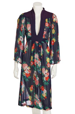 Lot 322 - An Ossie Clark/Celia Birtwell for Radley floral printed chiffon dress, 1970s