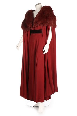 Lot 271 - A brick-red satin-jersey evening ensemble,...