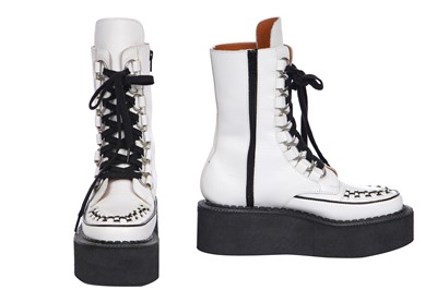 Lot 549 - Junya Watanabe/Comme des Garçons white leather brothel-creeper boots, circa 2019